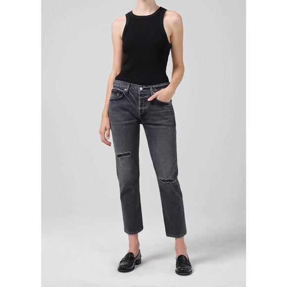 Citizens of Humanity Emerson Jeans Slim Fit Boyfriend Ankle Black Pepper Size 26 - Picture 1 of 14